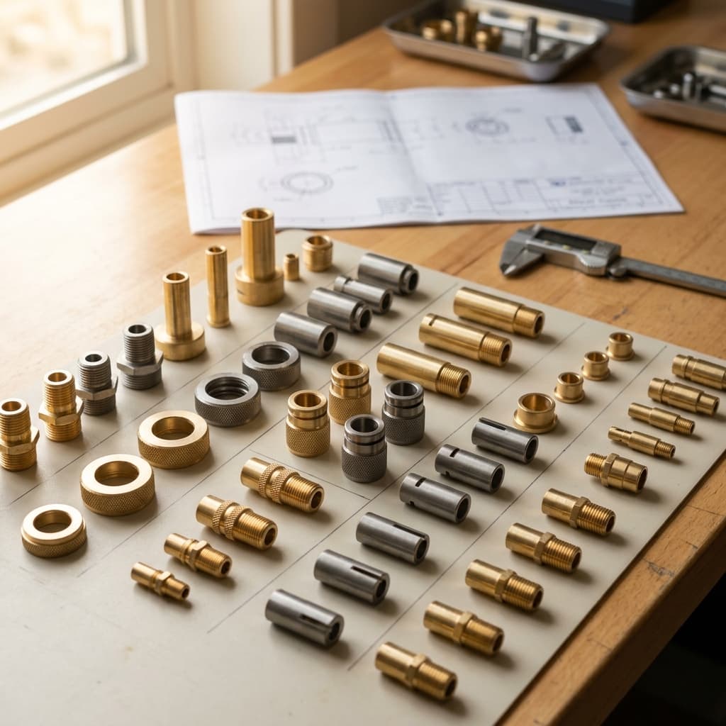 A batch of finished brass and steel turned components